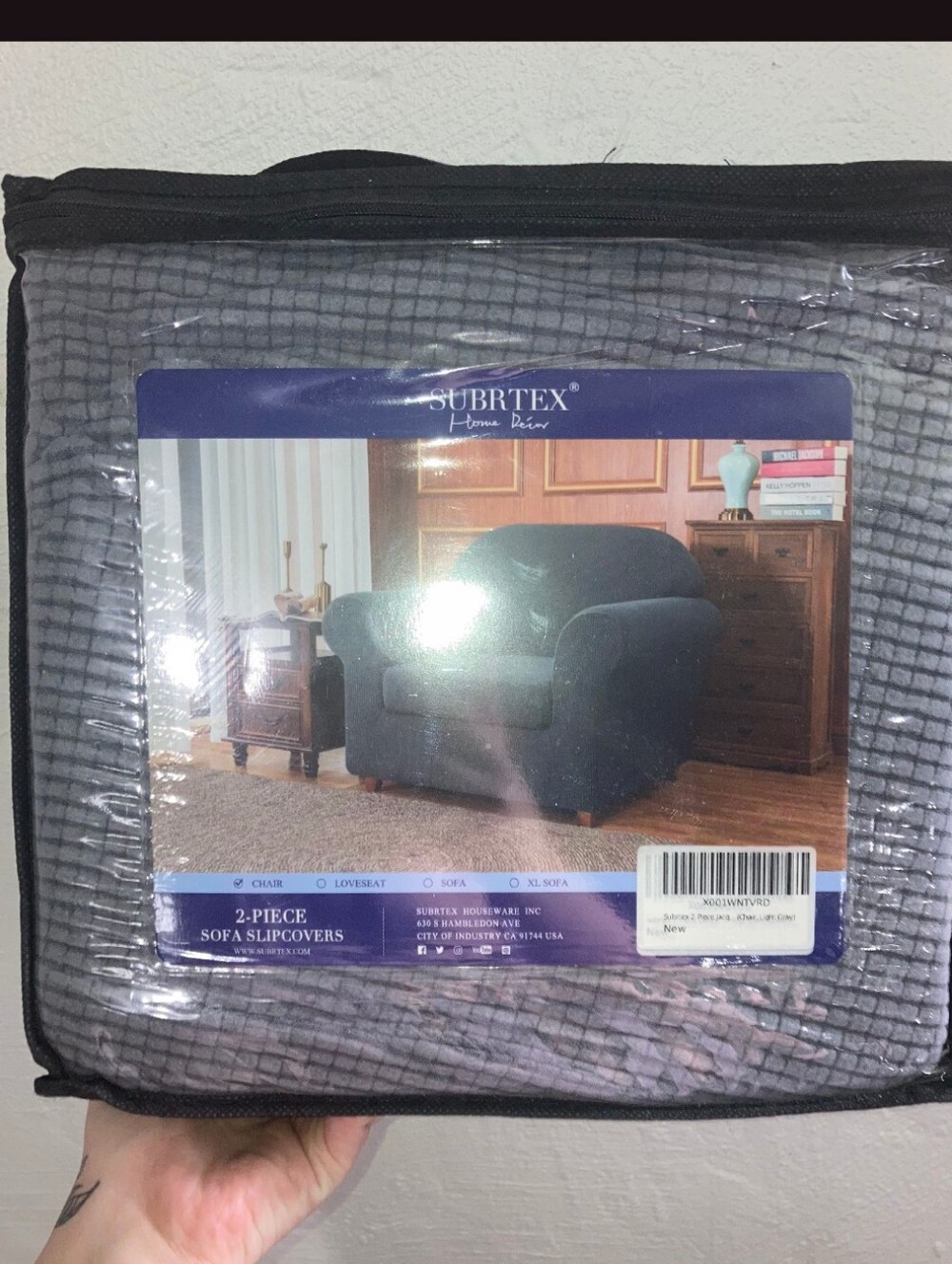 Subrtex Home Decor Grey Chair Sofa Slipcover 2 Pieces 🆕